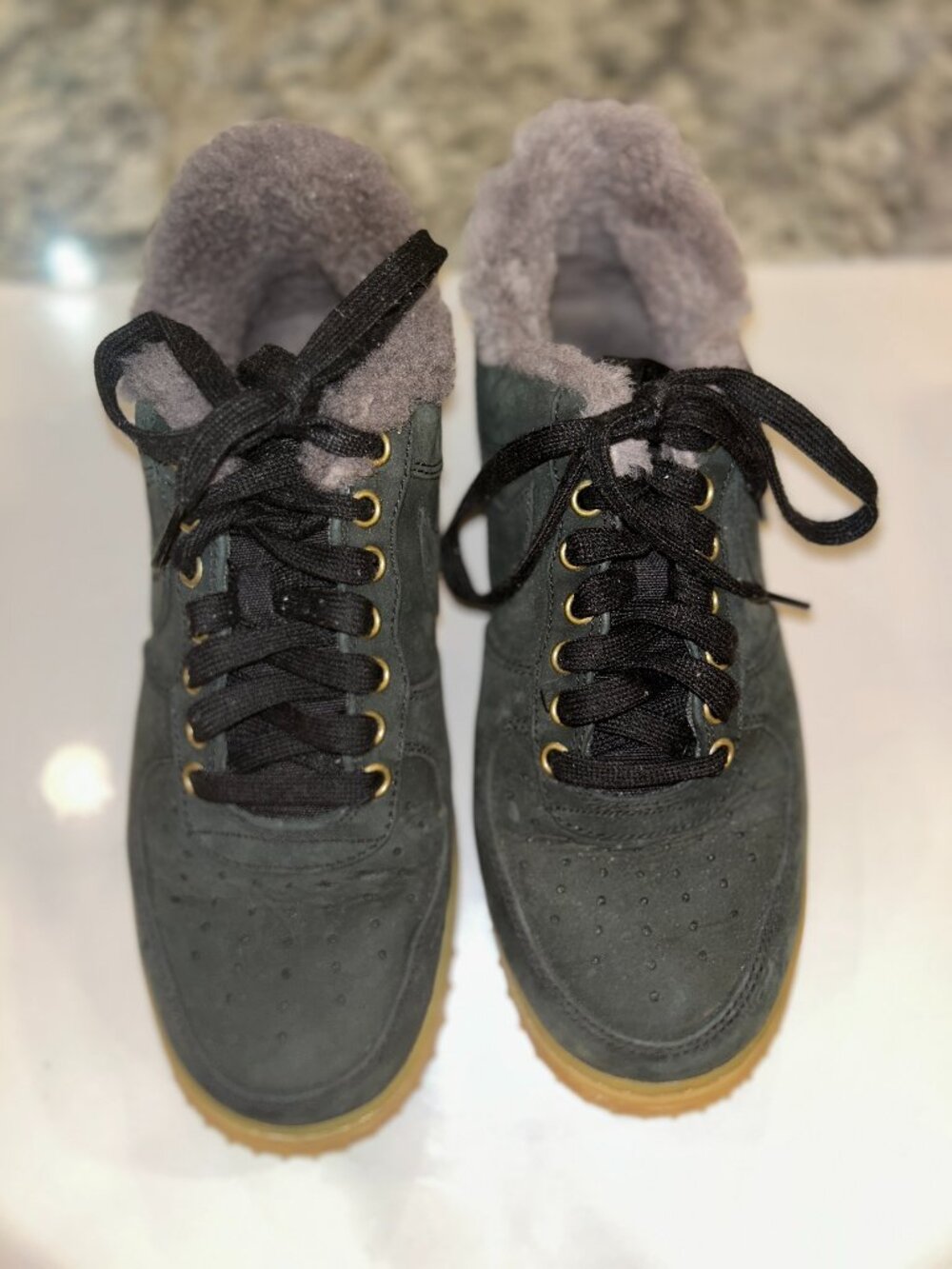 Nike Air Force 1 Low Nubuck Sneaker, Fleece lined, Gum Rubber Sole, 8 Men